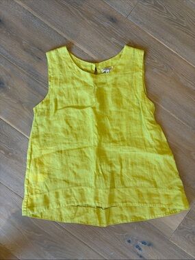 Sleeveless Linen Tank Top in Bright Yellow/Green